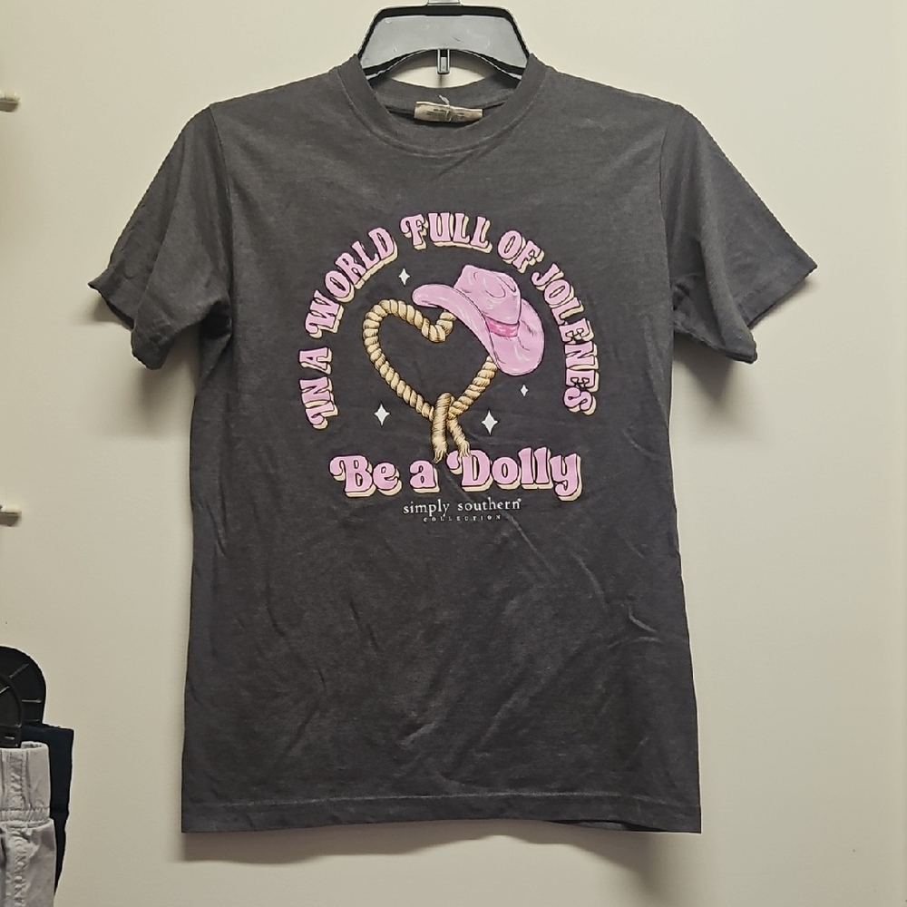 Simply Southern Charcoal Tee with Pink Graphic